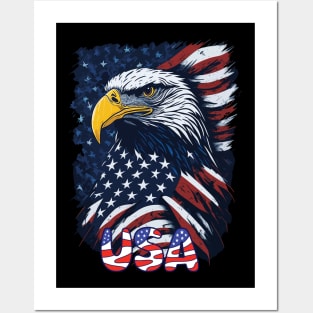 4th of July American Flag USA Memorial Patriotic Eagle Pride Posters and Art